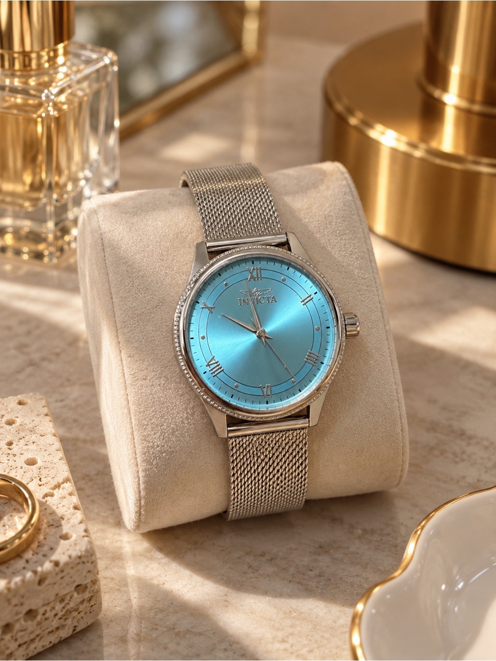 Invicta Celestial 48487 Blue Dial Silver Mesh Watch 36mm NWT